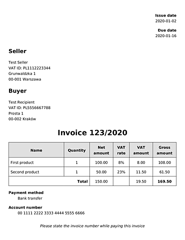 Invoice rendered by Dompdf