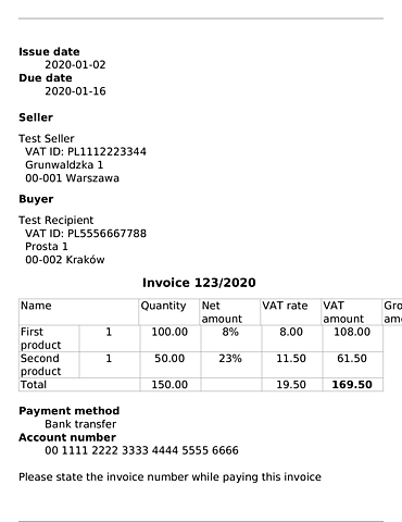 Invoice rendered by TCPDF
